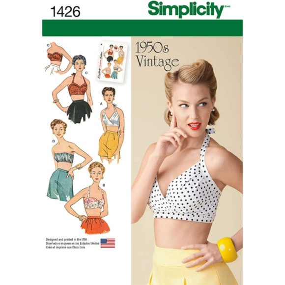 Vintage ©1950's Reissued by  Simplicity 1426 - Misses Vintage Bra Tops - Picture 1 of 9